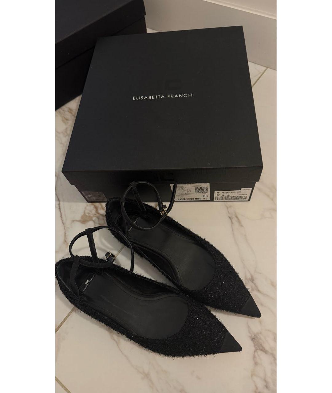 ELISABETTA FRANCHI Черные текстильные балетки, фото 6
