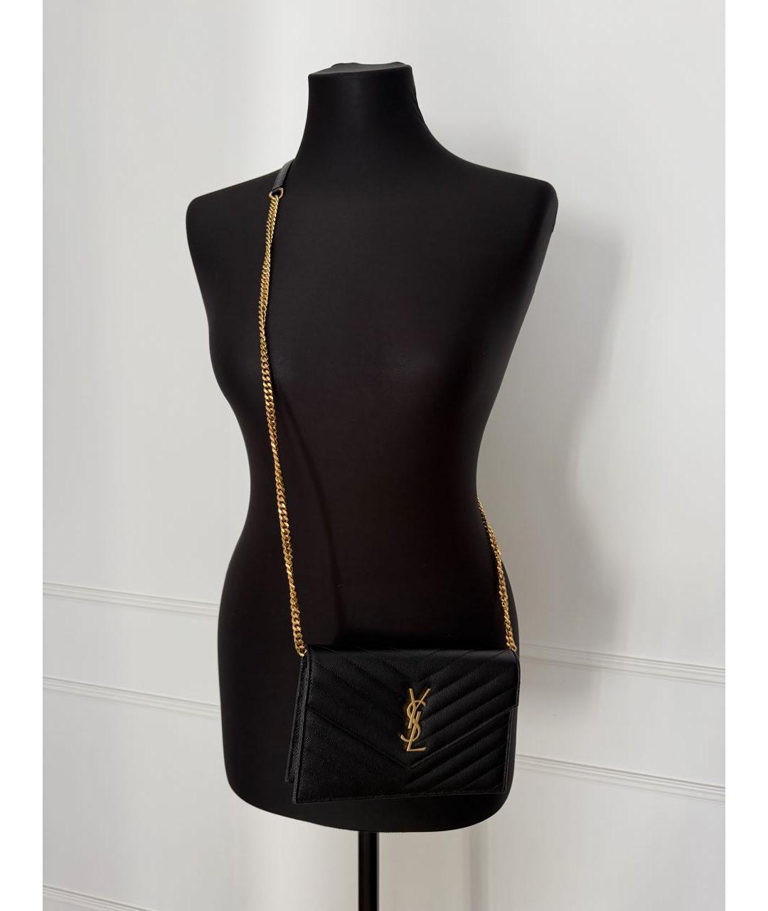 SAINT LAURENT Черный кожаный кошелек, фото 8