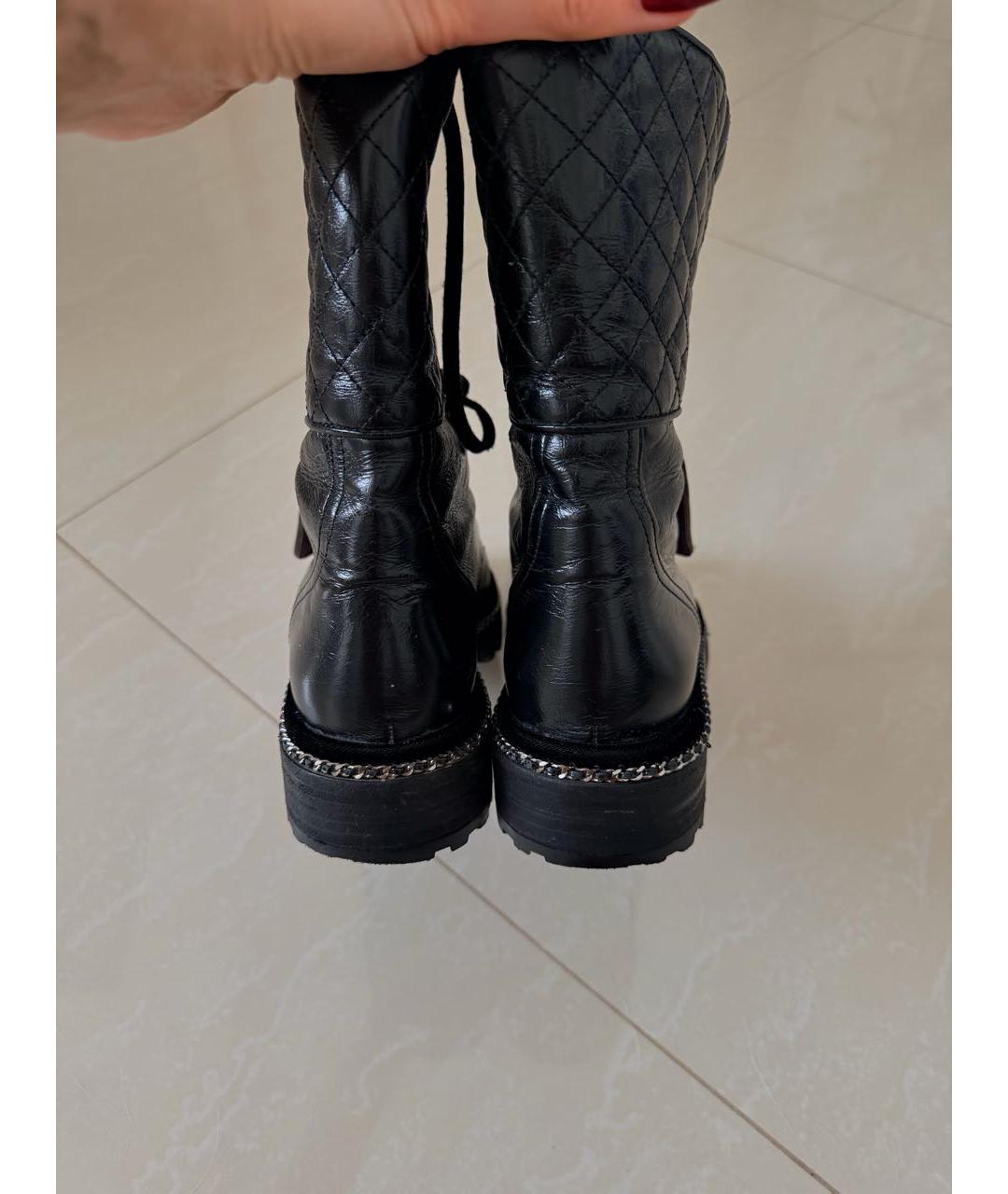 CHANEL Черные кожаные ботинки, фото 4