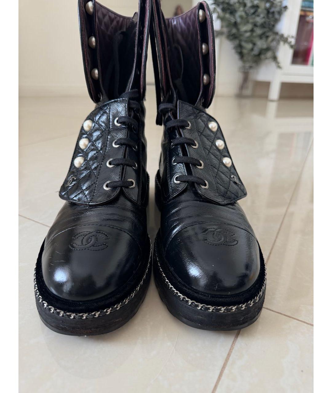 CHANEL Черные кожаные ботинки, фото 2