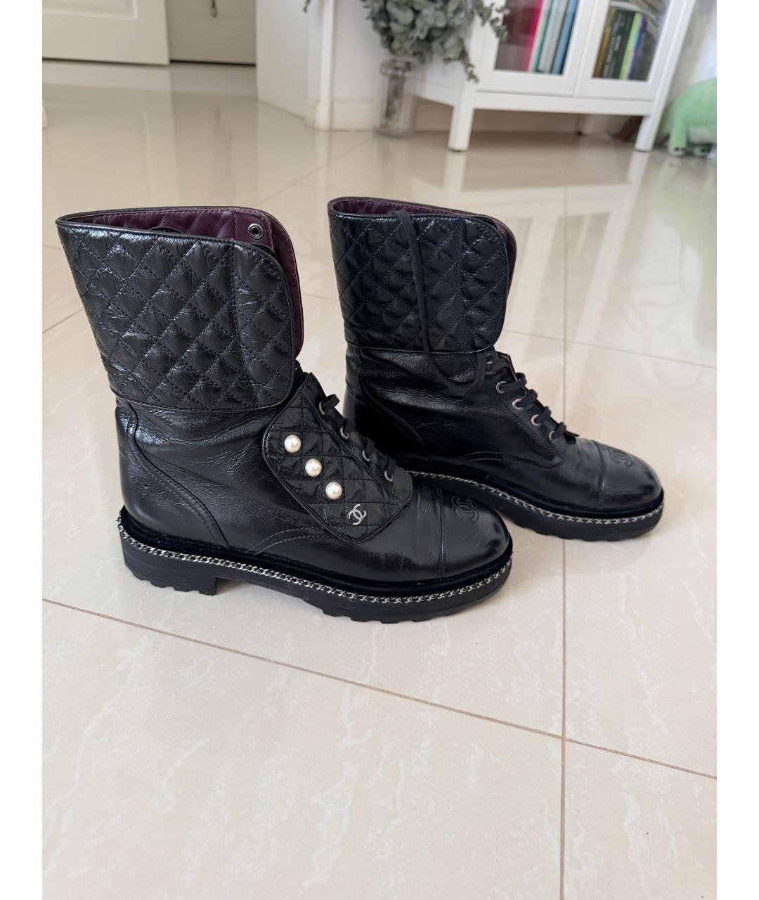CHANEL Черные кожаные ботинки, фото 8