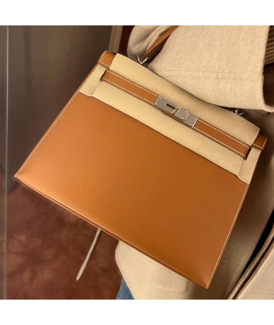 HERMES Коричневая кожаная сумка через плечо, фото 5
