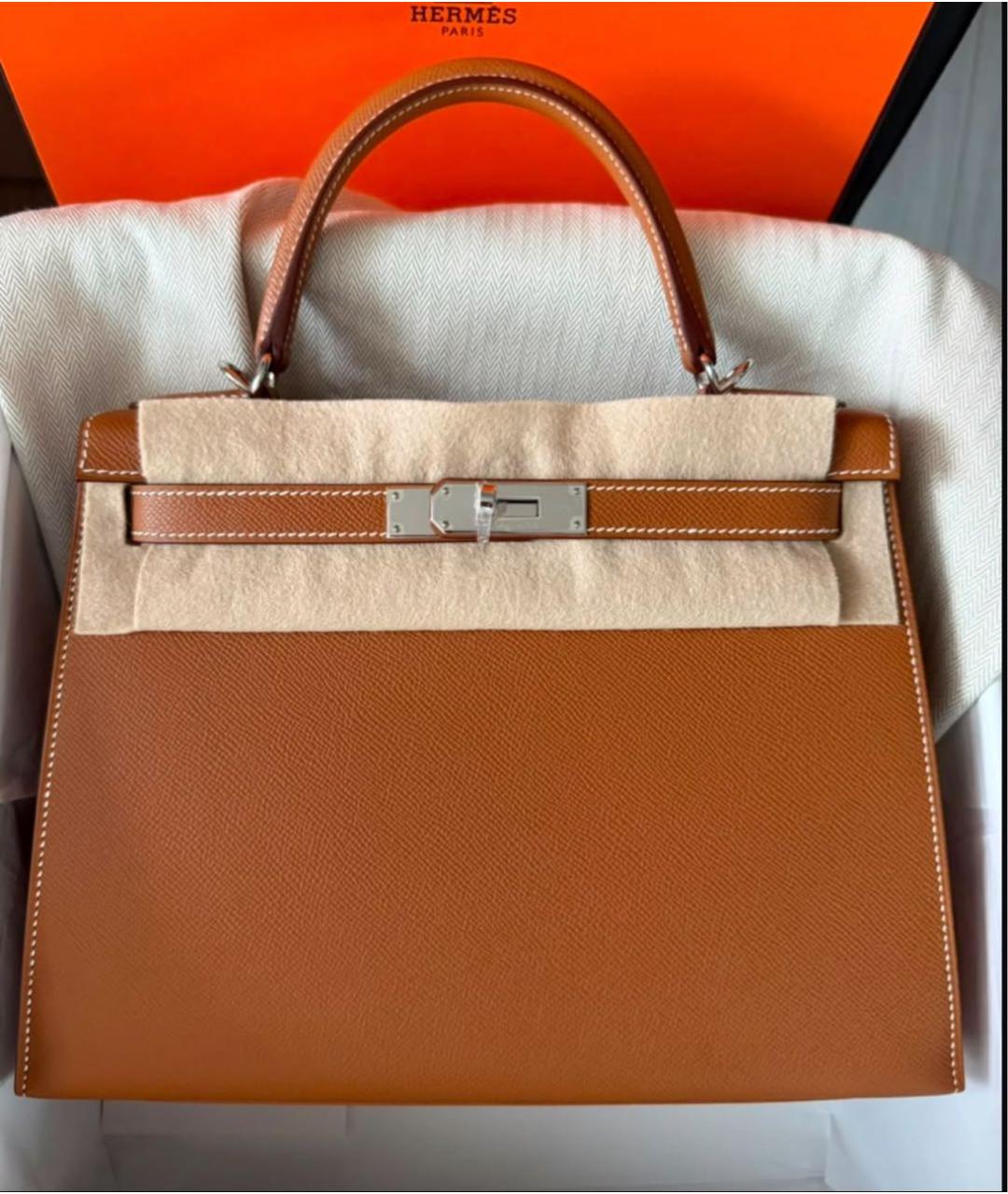 HERMES Коричневая кожаная сумка через плечо, фото 8