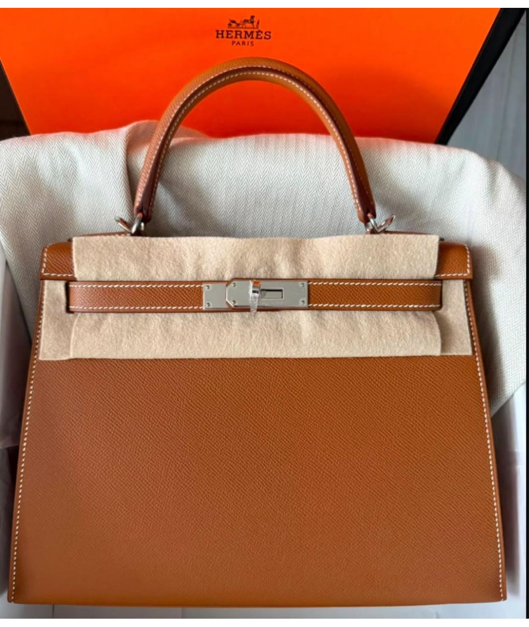 HERMES Коричневая кожаная сумка через плечо, фото 7
