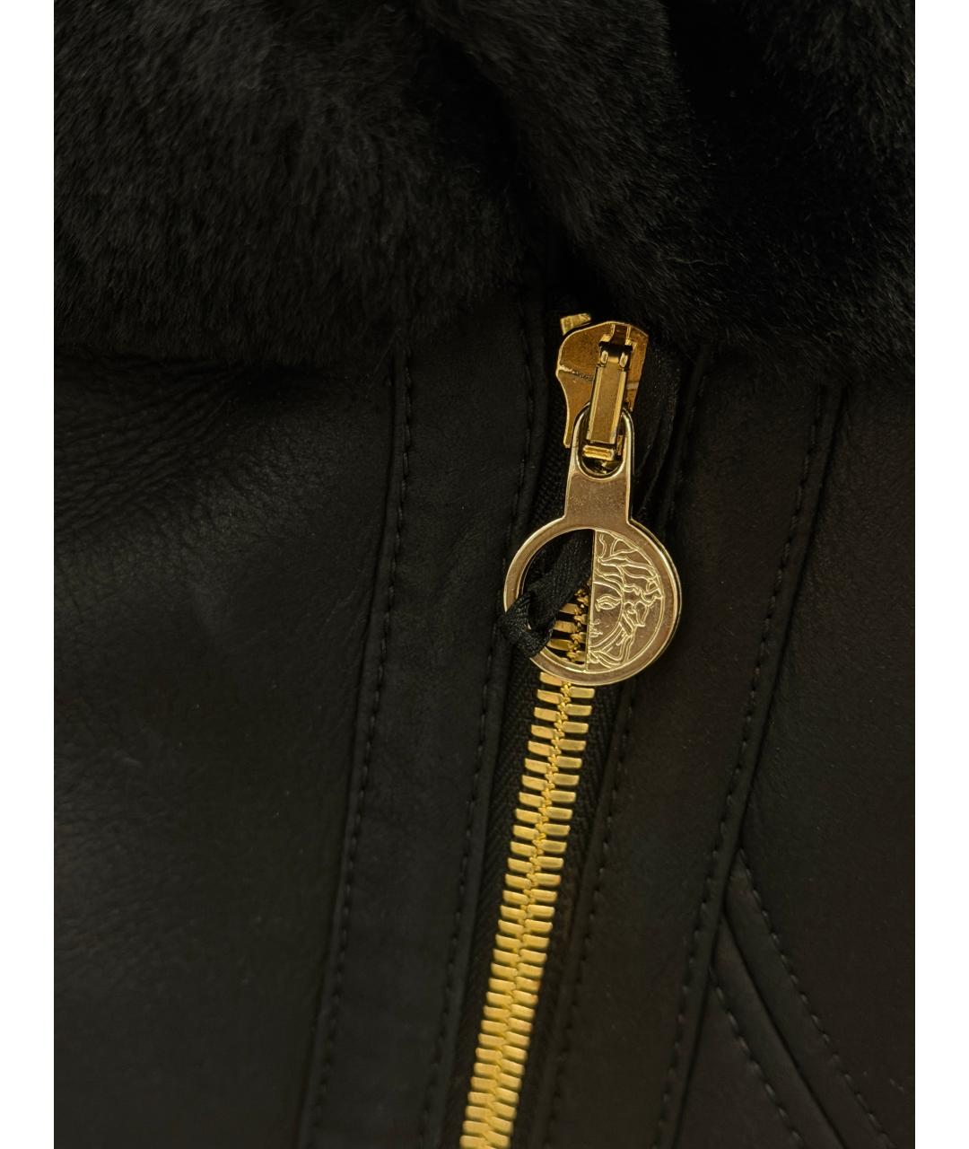VERSACE COLLECTION Черная кожаная дубленка, фото 3