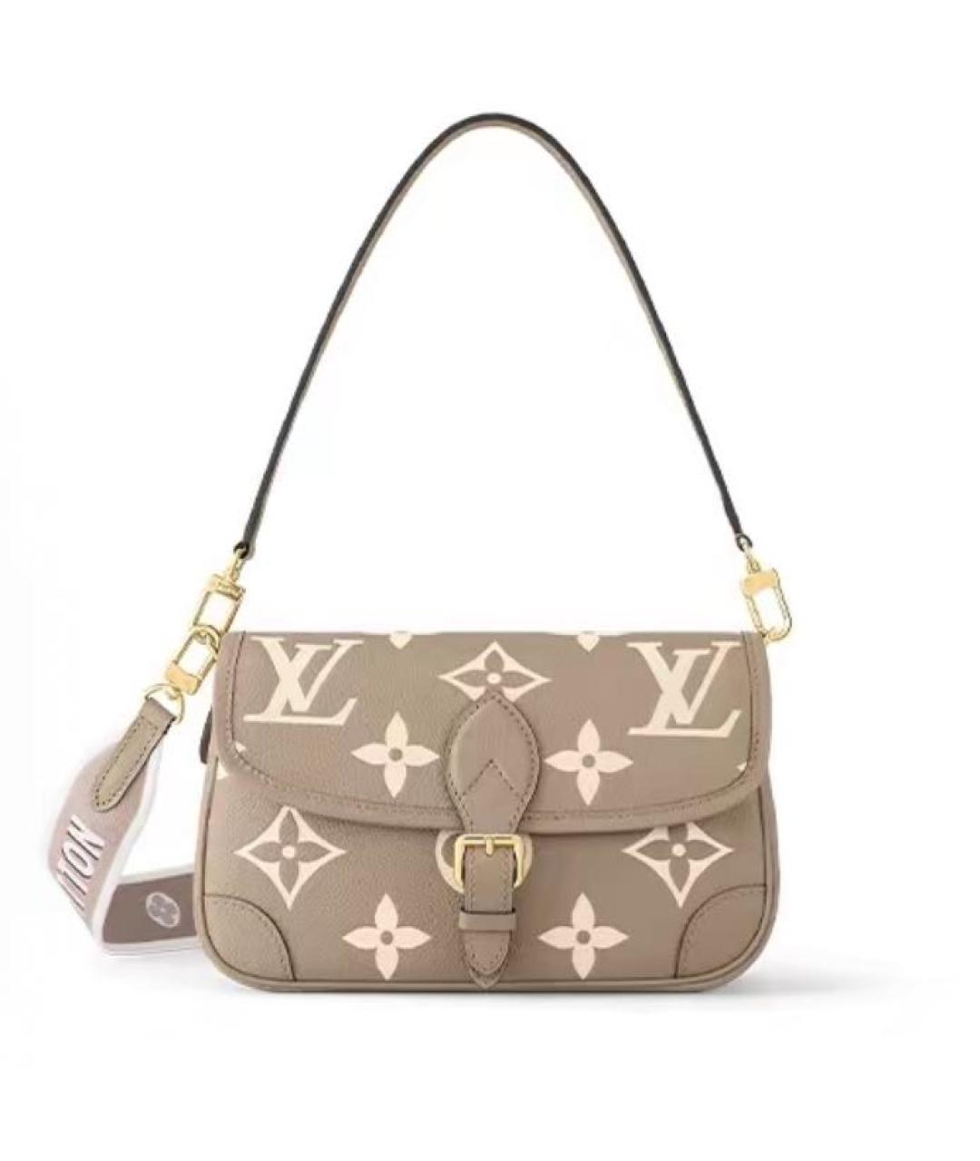 LOUIS VUITTON Бежевая кожаная сумка через плечо, фото 6