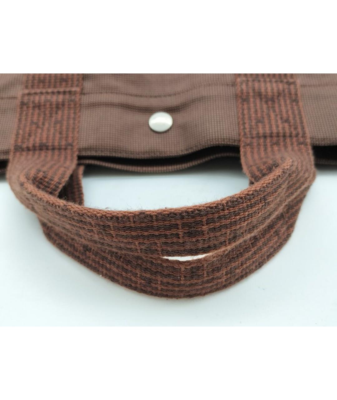 HERMES Коричневая нейлоновая сумка тоут, фото 3
