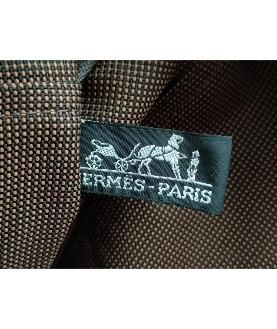 HERMES Коричневая нейлоновая сумка тоут, фото 6