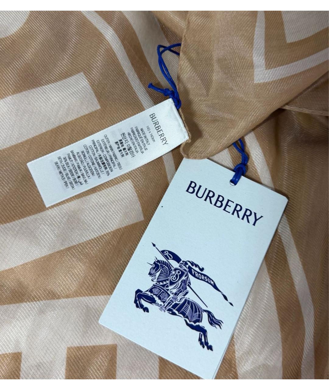BURBERRY Коричневый хлопковый платок, фото 4