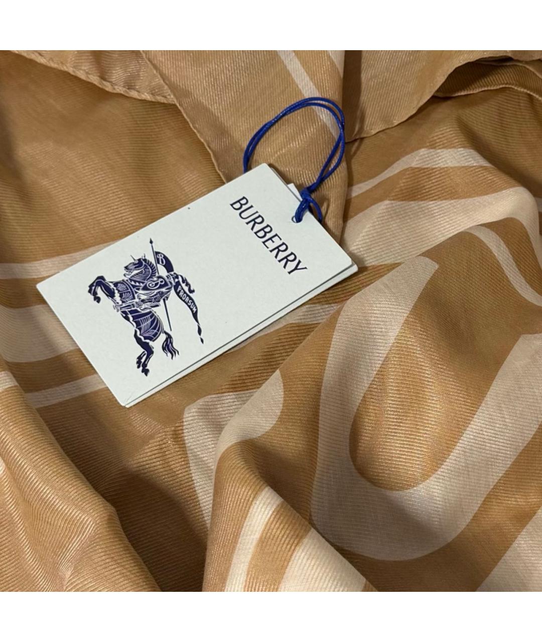 BURBERRY Коричневый хлопковый платок, фото 5