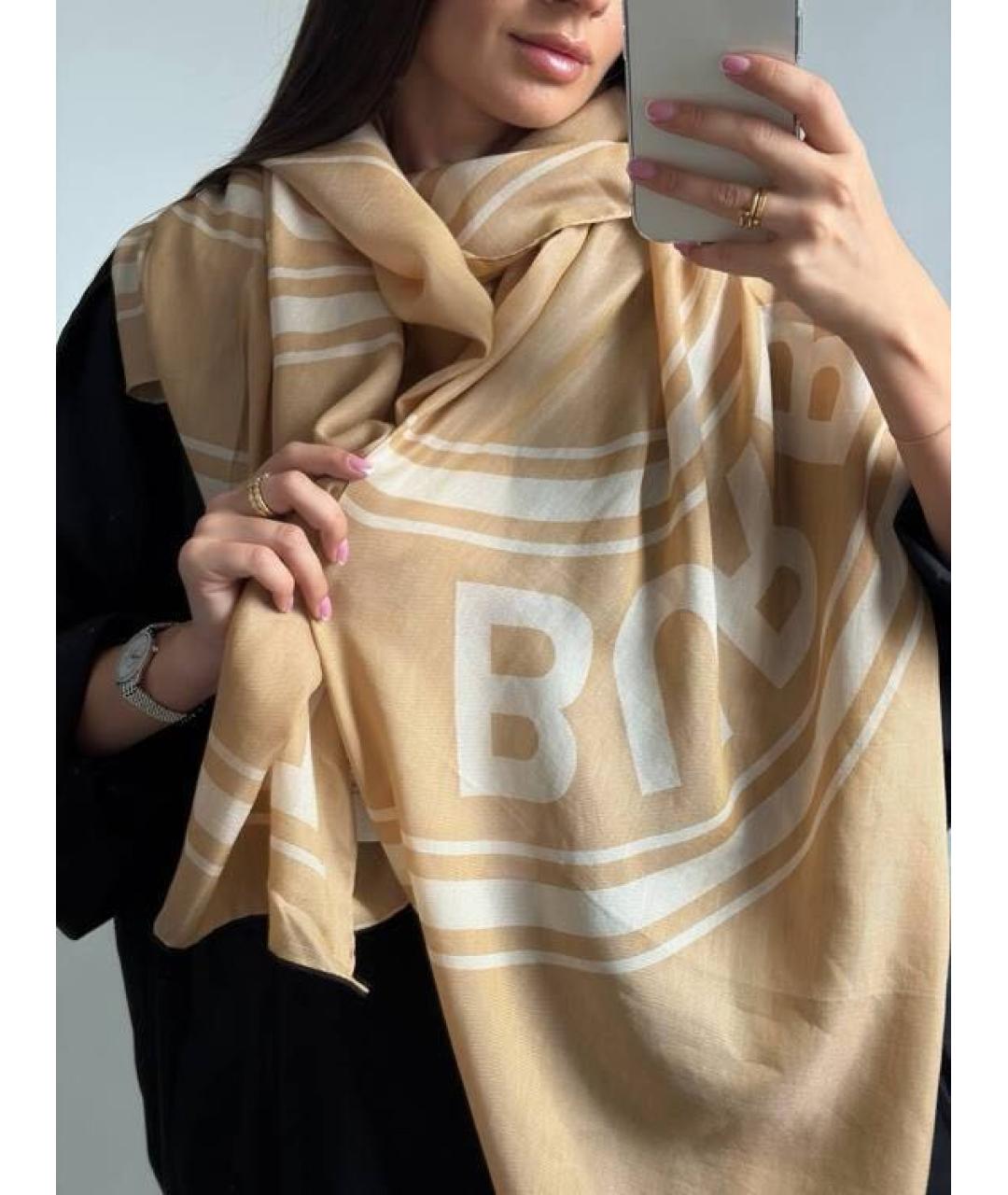 BURBERRY Коричневый хлопковый платок, фото 6