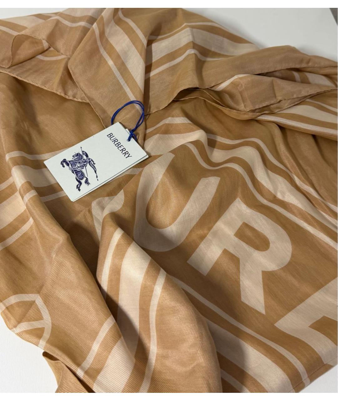 BURBERRY Коричневый хлопковый платок, фото 2