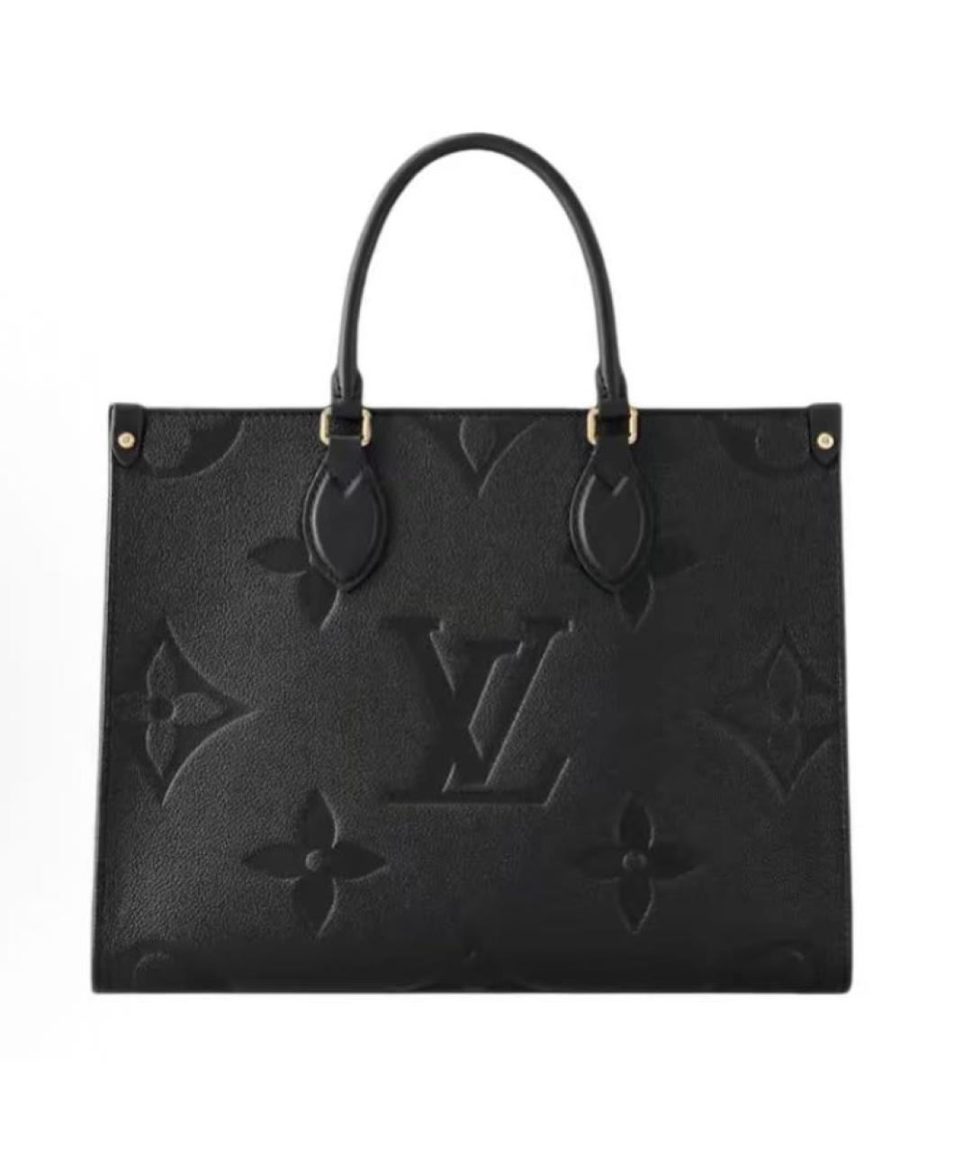 LOUIS VUITTON Черная кожаная сумка тоут, фото 5