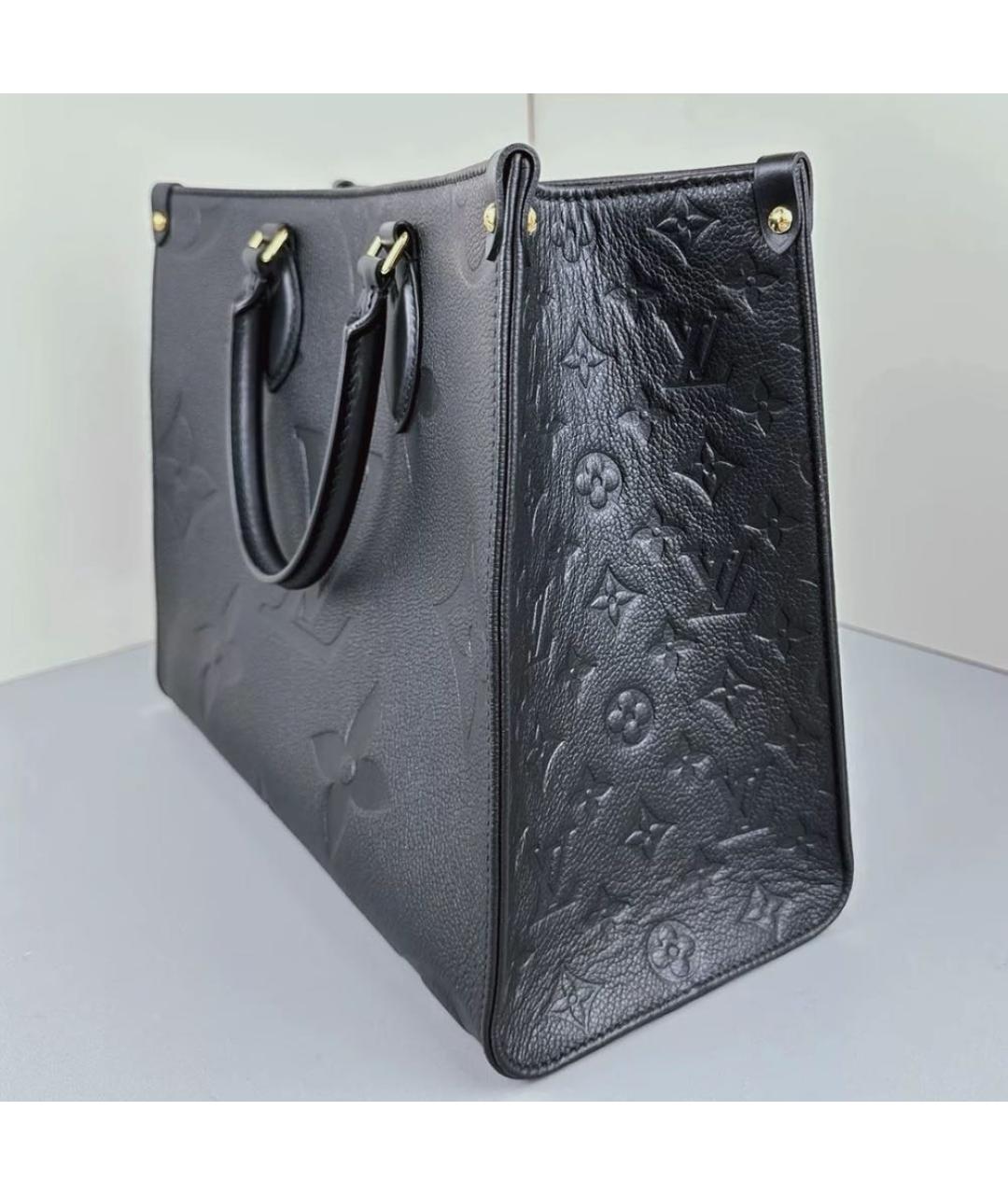 LOUIS VUITTON Черная кожаная сумка тоут, фото 4