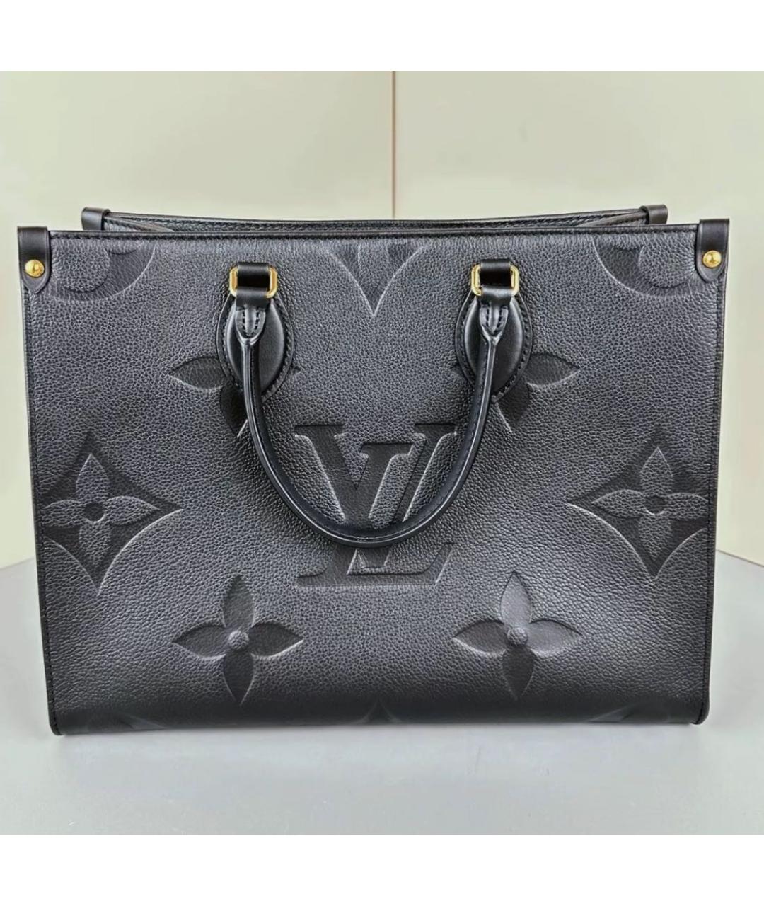 LOUIS VUITTON Черная кожаная сумка тоут, фото 3
