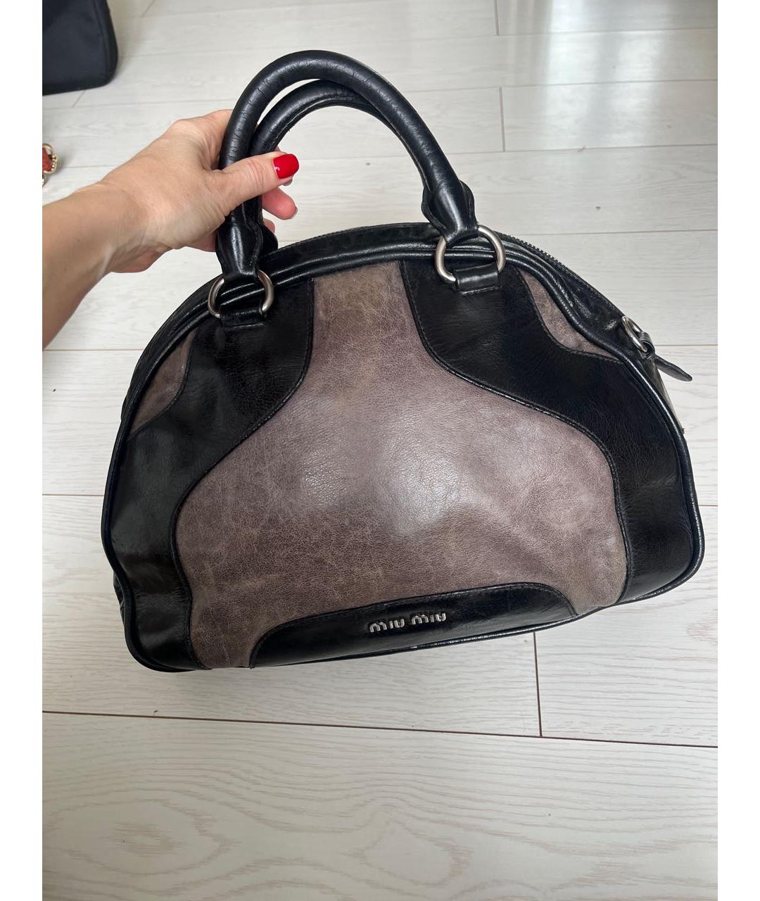 MIU MIU Черная кожаная сумка с короткими ручками, фото 2