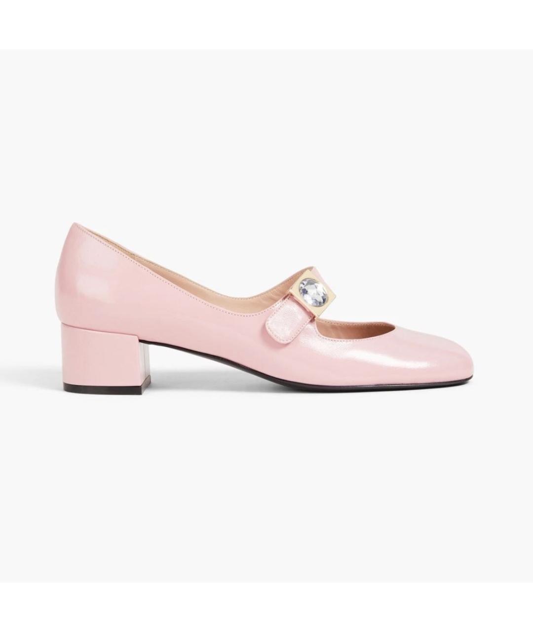 EMPORIO ARMANI Розовые кожаные лодочки на низком каблуке, фото 6