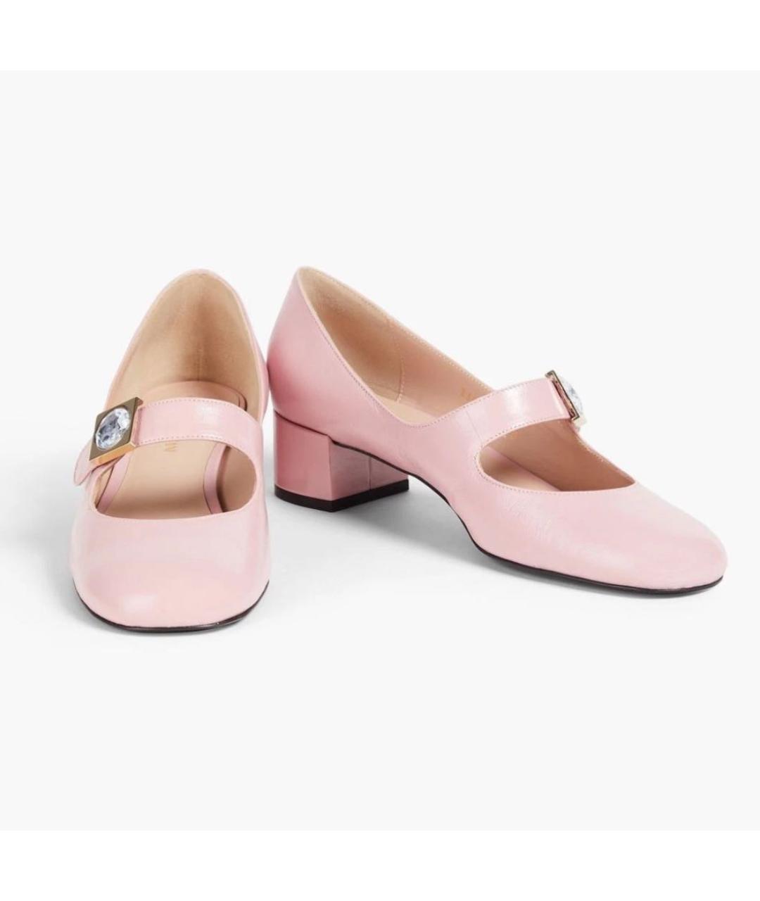EMPORIO ARMANI Розовые кожаные лодочки на низком каблуке, фото 2