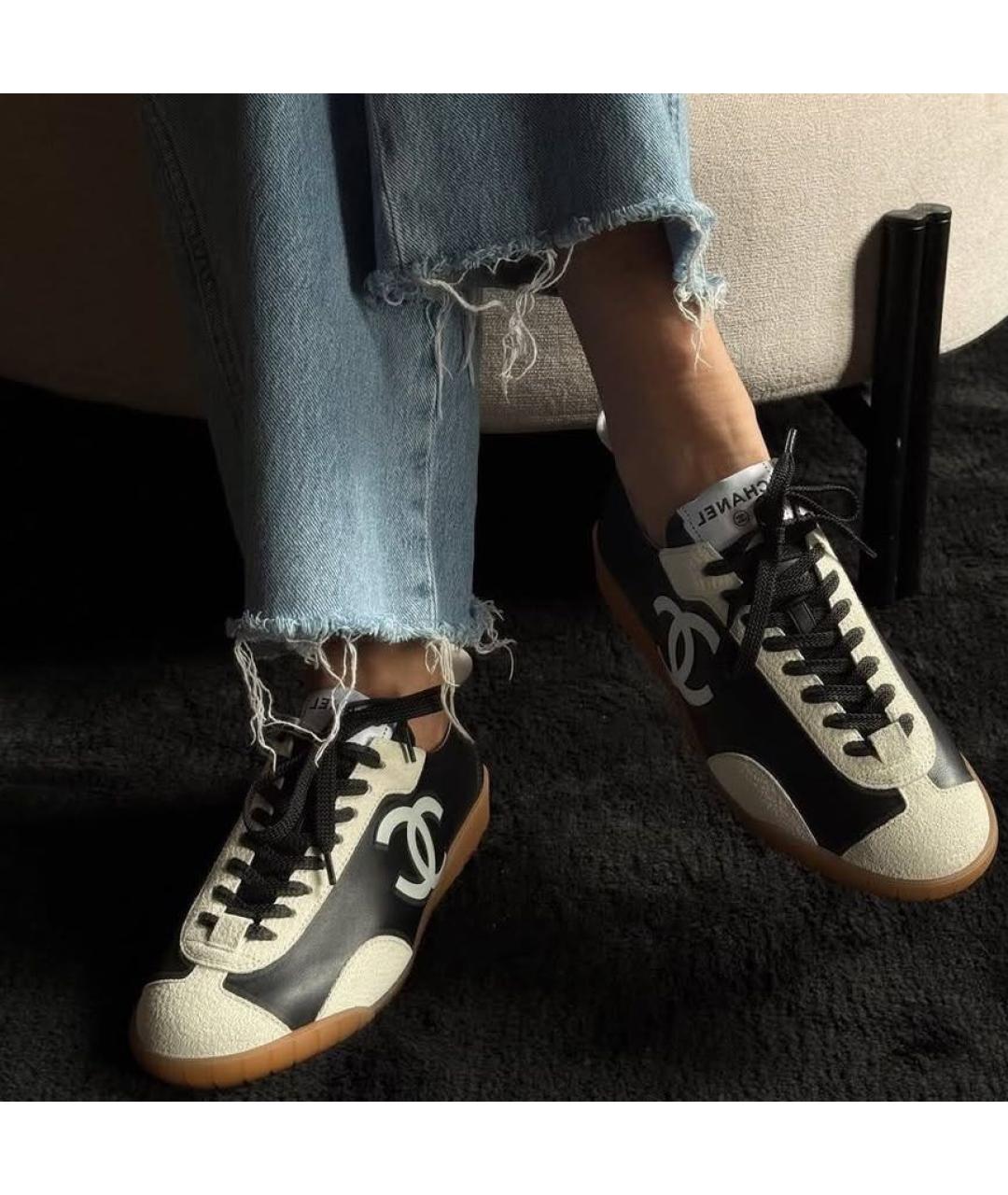 CHANEL Черные кожаные кеды, фото 5
