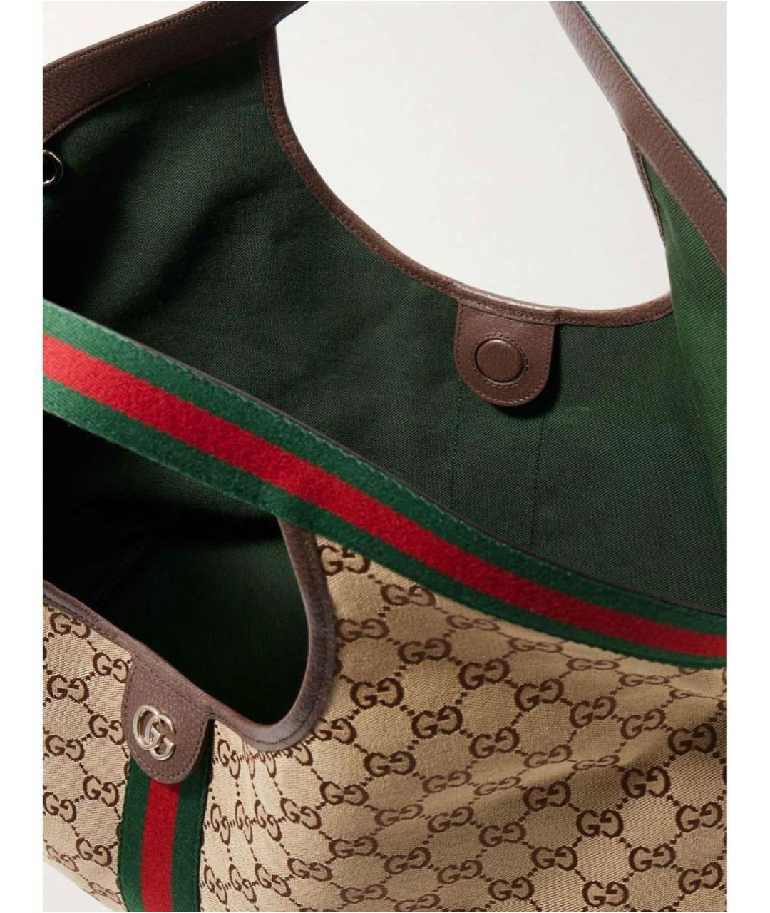 GUCCI Бежевая тканевая сумка тоут, фото 5