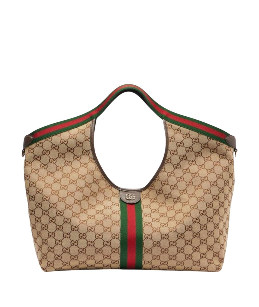 GUCCI Бежевая тканевая сумка тоут, фото 1