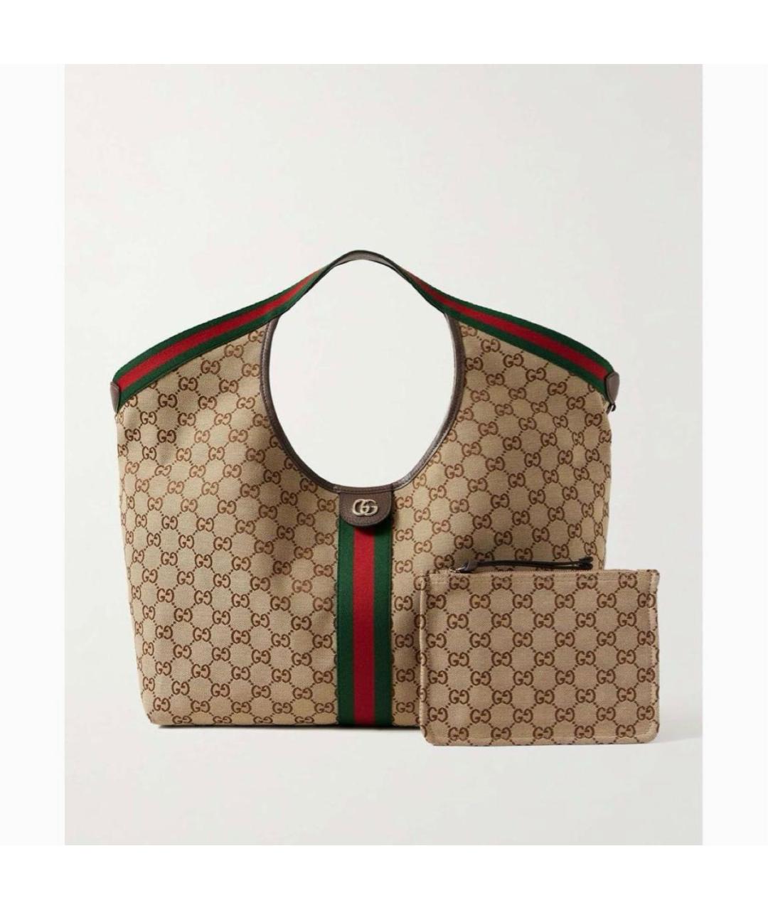 GUCCI Бежевая тканевая сумка тоут, фото 3