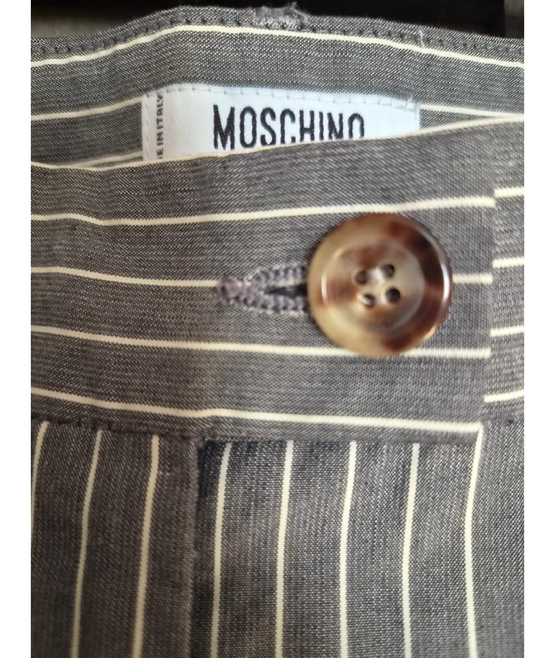MOSCHINO Серые хлопковые прямые брюки, фото 3