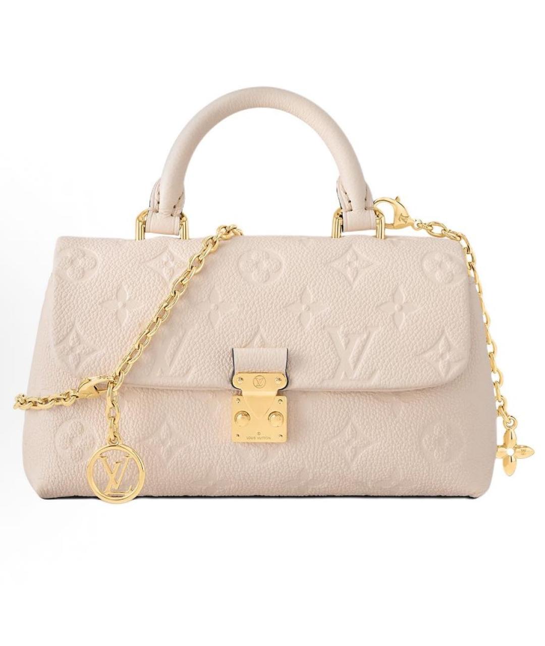 LOUIS VUITTON Бежевая кожаная сумка с короткими ручками, фото 5