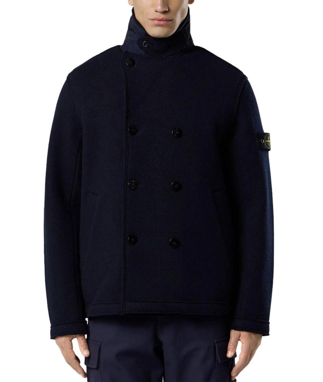 STONE ISLAND Темно-синее шерстяное пальто, фото 7