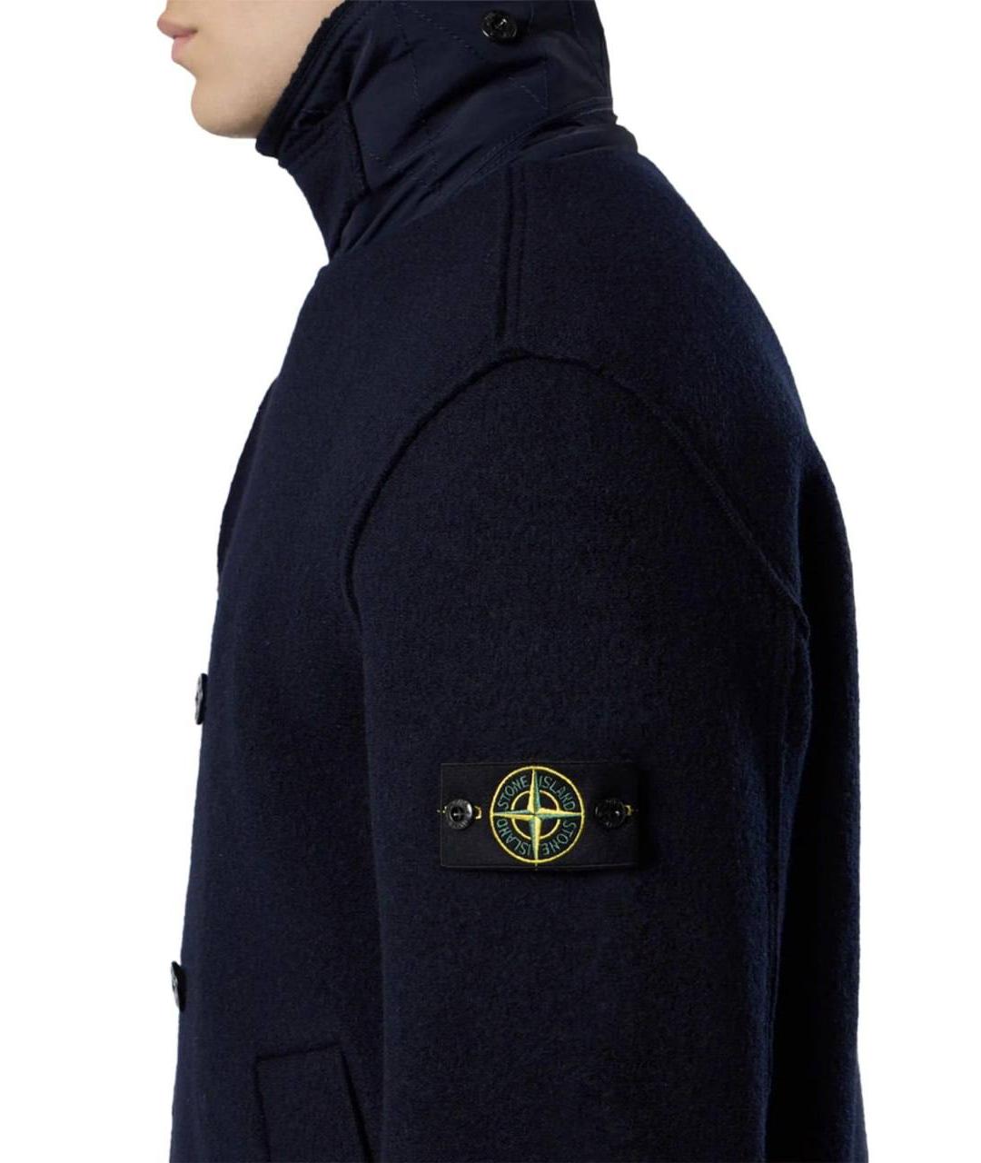 STONE ISLAND Темно-синее шерстяное пальто, фото 8
