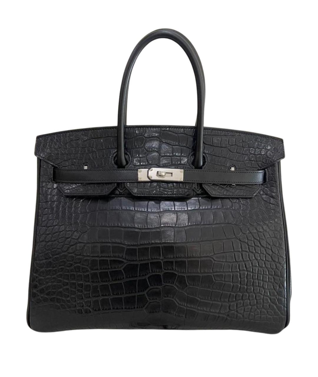 HERMES Черная сумка с короткими ручками из экзотической кожи, фото 1