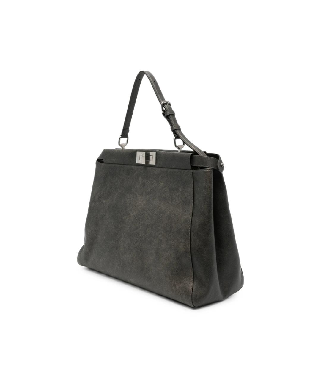 FENDI Серая кожаная сумка тоут, фото 5