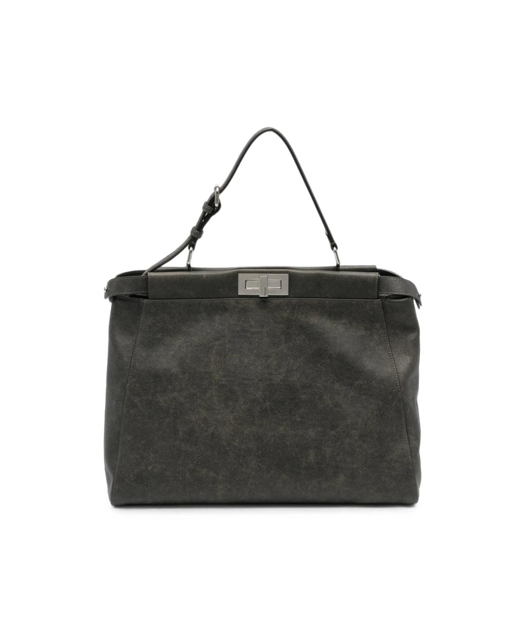 FENDI Серая кожаная сумка тоут, фото 1