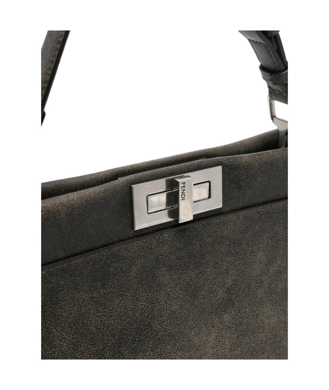 FENDI Серая кожаная сумка тоут, фото 4