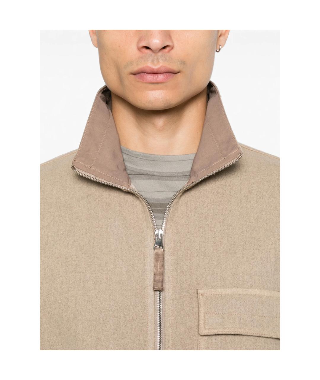 STONE ISLAND Бежевая шерстяная куртка, фото 4