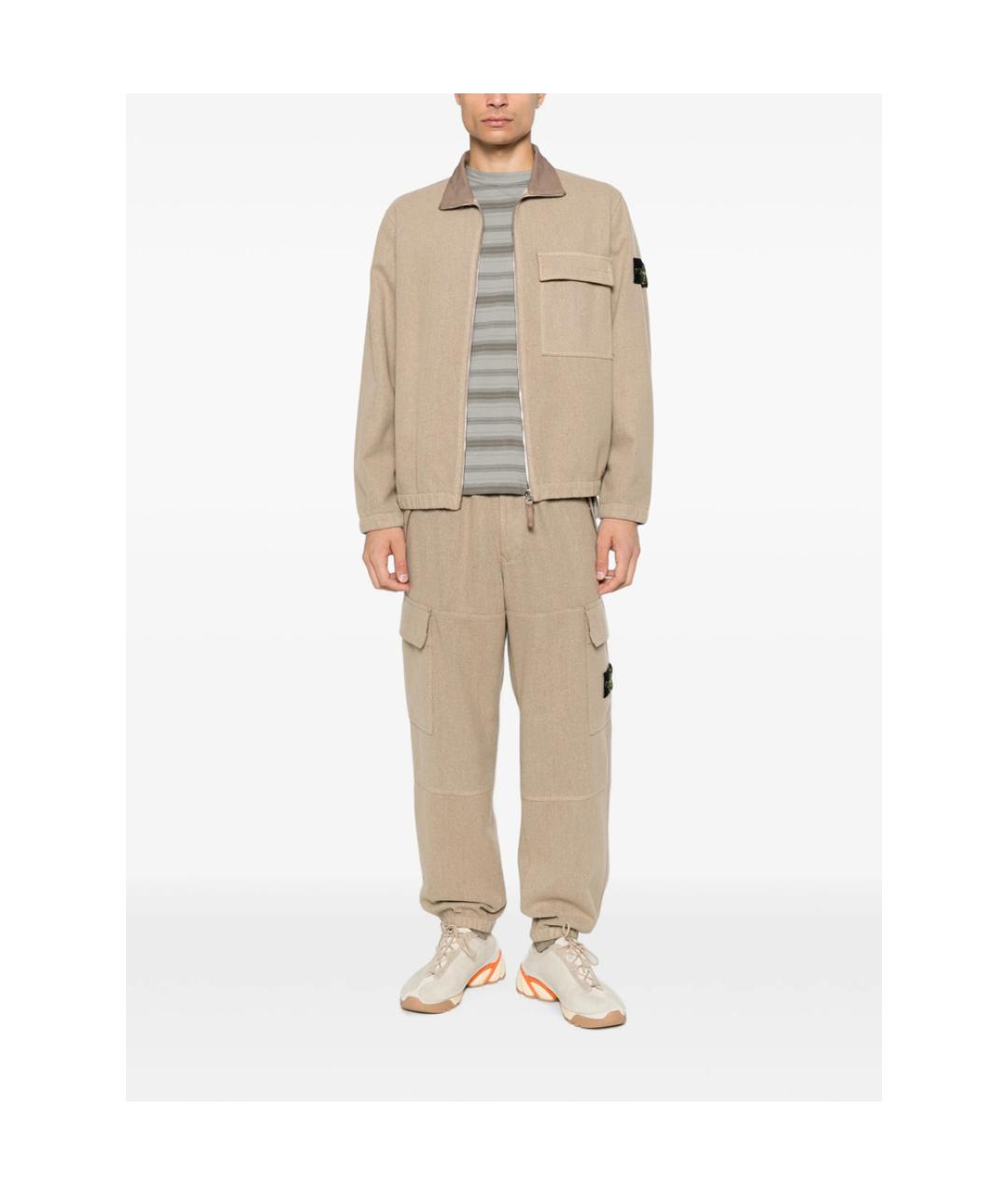STONE ISLAND Бежевая шерстяная куртка, фото 3