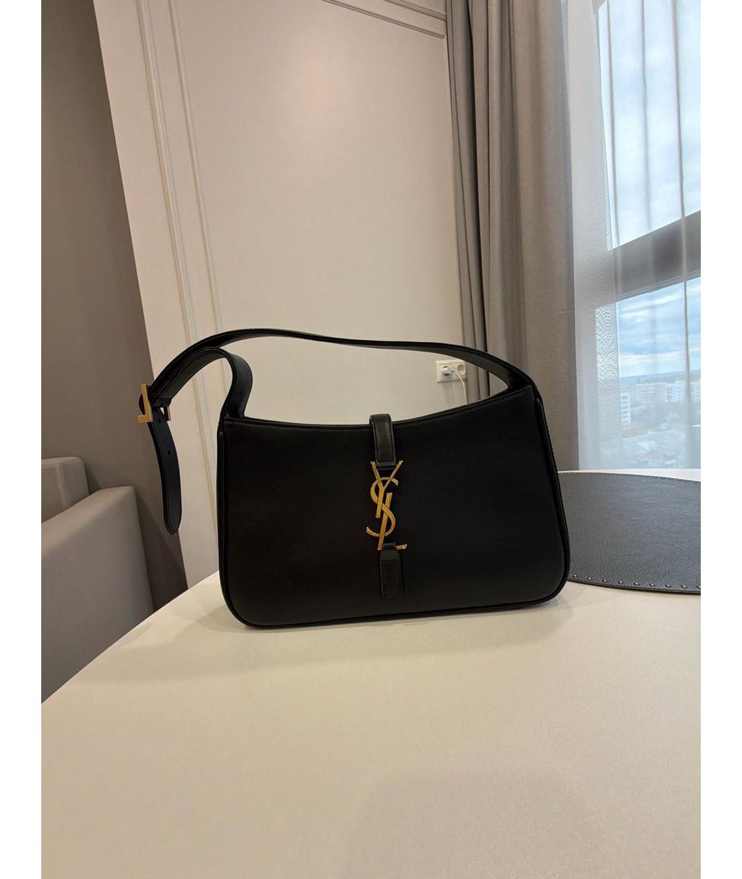 SAINT LAURENT Черная кожаная сумка тоут, фото 5
