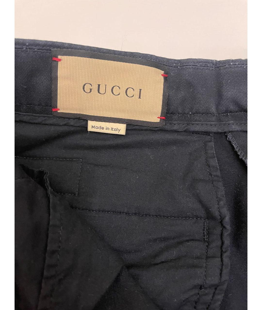 GUCCI Темно-синие хлопковые повседневные брюки, фото 3