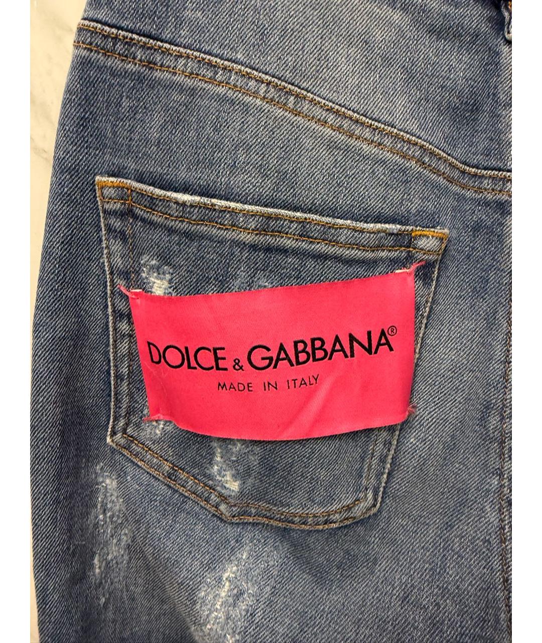 DOLCE&GABBANA Темно-синие хлопковые джинсы слим, фото 4