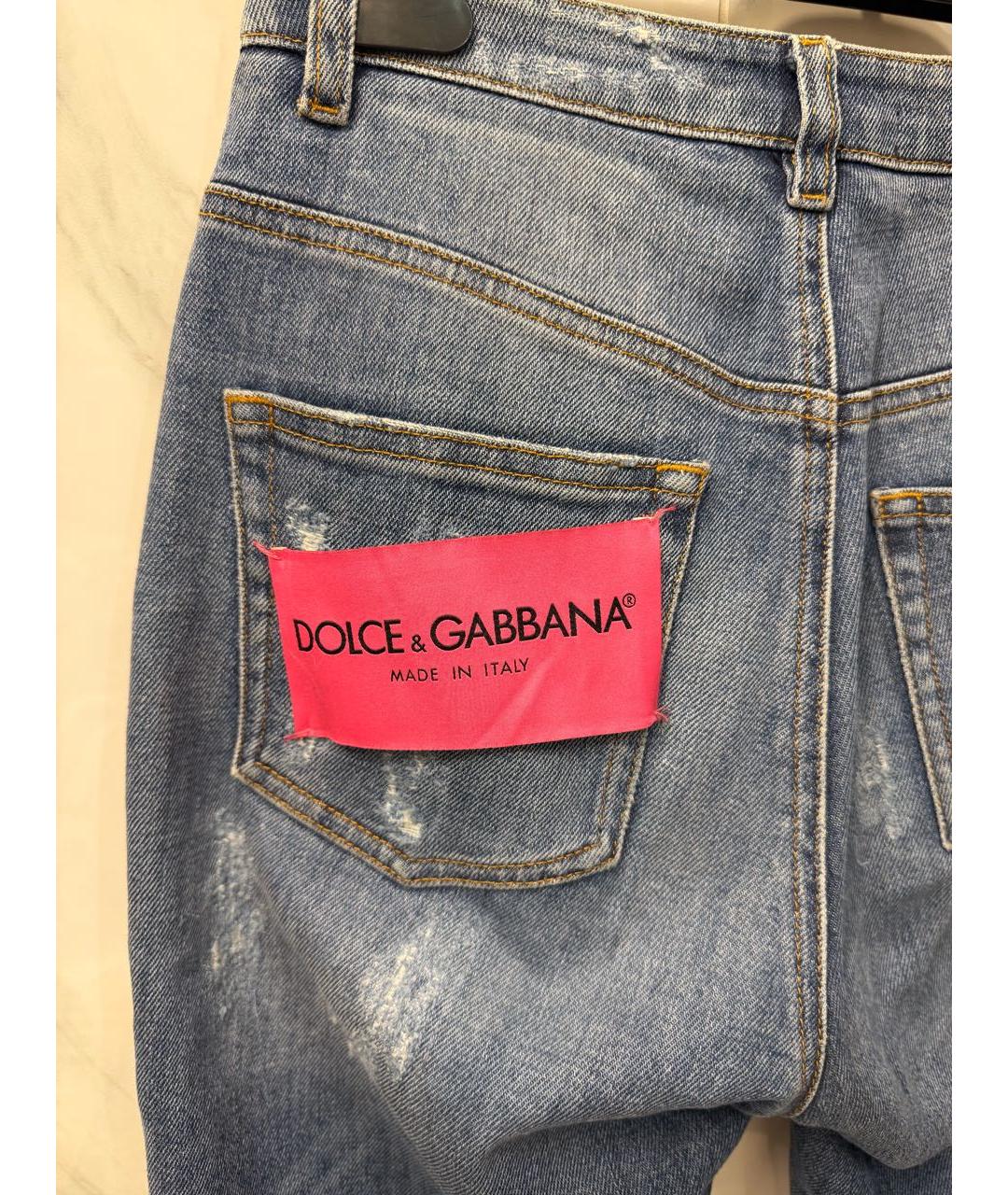 DOLCE&GABBANA Темно-синие хлопковые джинсы слим, фото 6