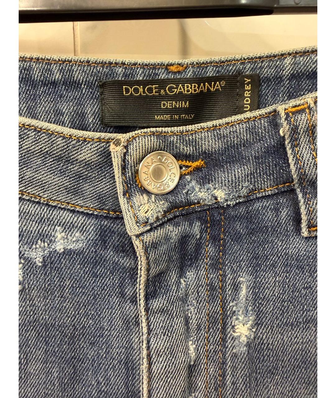 DOLCE&GABBANA Темно-синие хлопковые джинсы слим, фото 3