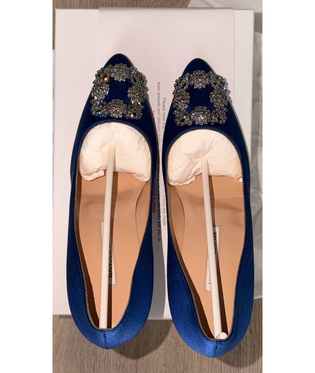 MANOLO BLAHNIK Синие текстильные туфли, фото 4