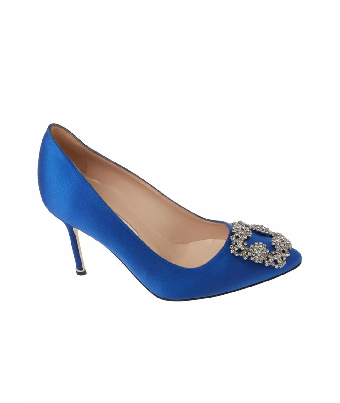 MANOLO BLAHNIK Синие текстильные туфли, фото 7