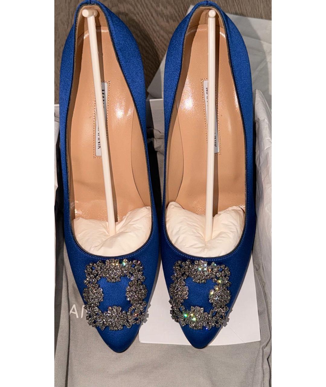 MANOLO BLAHNIK Синие текстильные туфли, фото 3