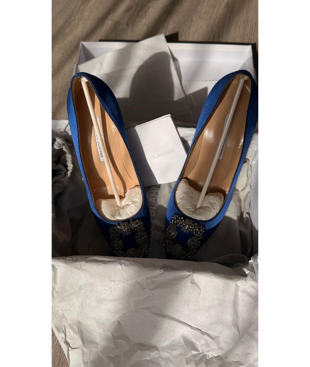 MANOLO BLAHNIK Синие текстильные туфли, фото 6