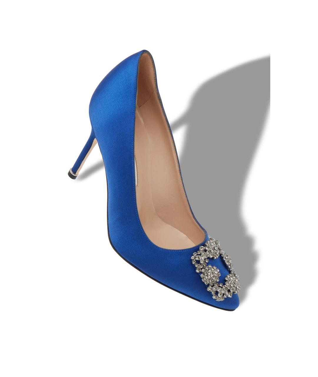 MANOLO BLAHNIK Синие текстильные туфли, фото 2