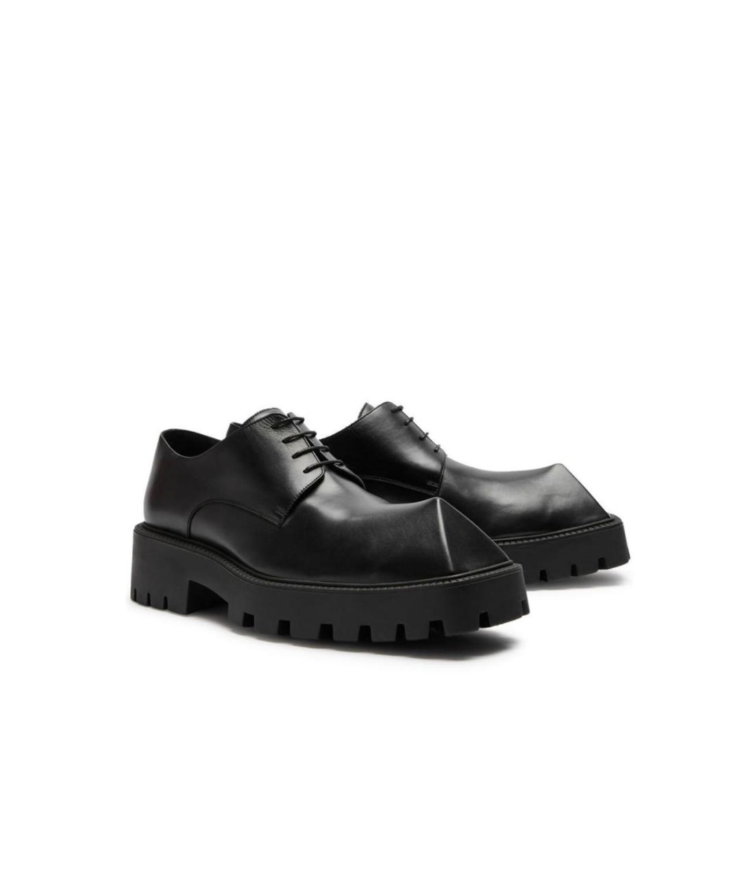 BALENCIAGA Черные кожаные брогги и оксфорды, фото 7