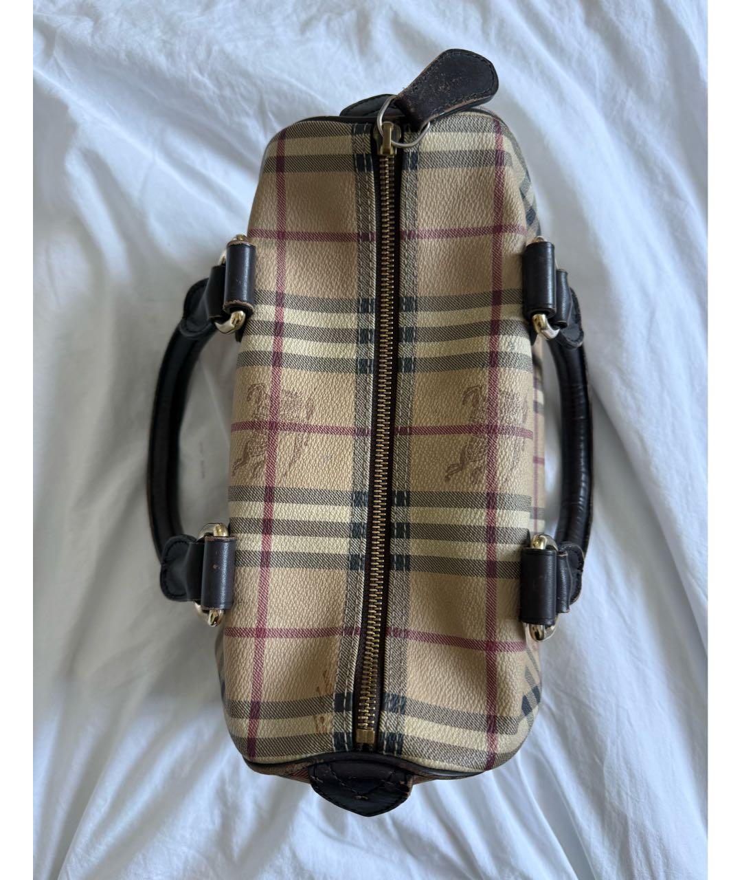 BURBERRY Бежевая кожаная сумка с короткими ручками, фото 6
