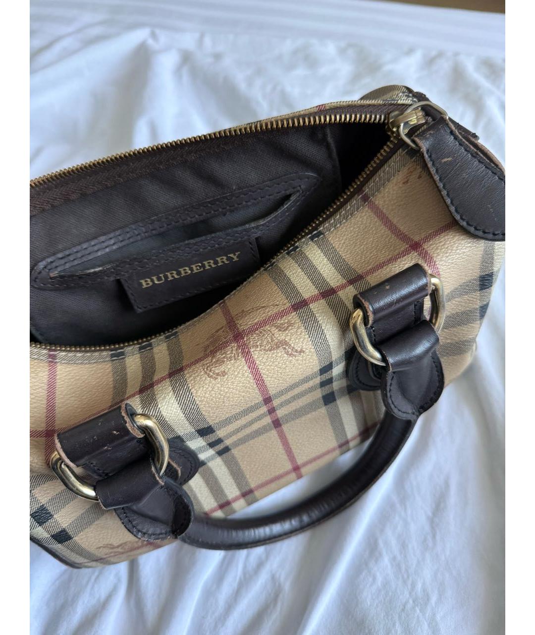 BURBERRY Бежевая кожаная сумка с короткими ручками, фото 7