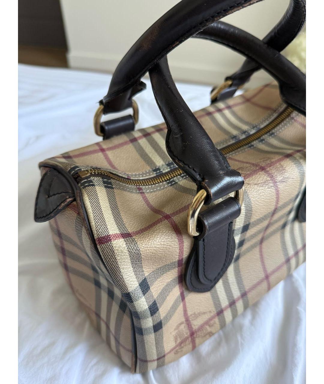 BURBERRY Бежевая кожаная сумка с короткими ручками, фото 3